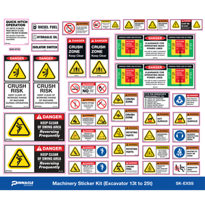 Pinnacle Excavator 13T To 25T Machinery Sticker Kit