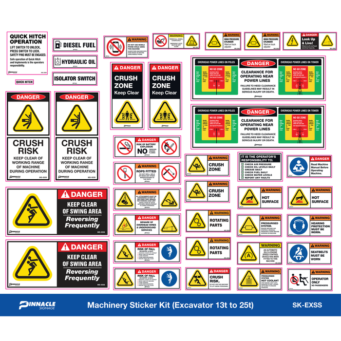 Pinnacle Excavator 13T To 25T Machinery Sticker Kit
