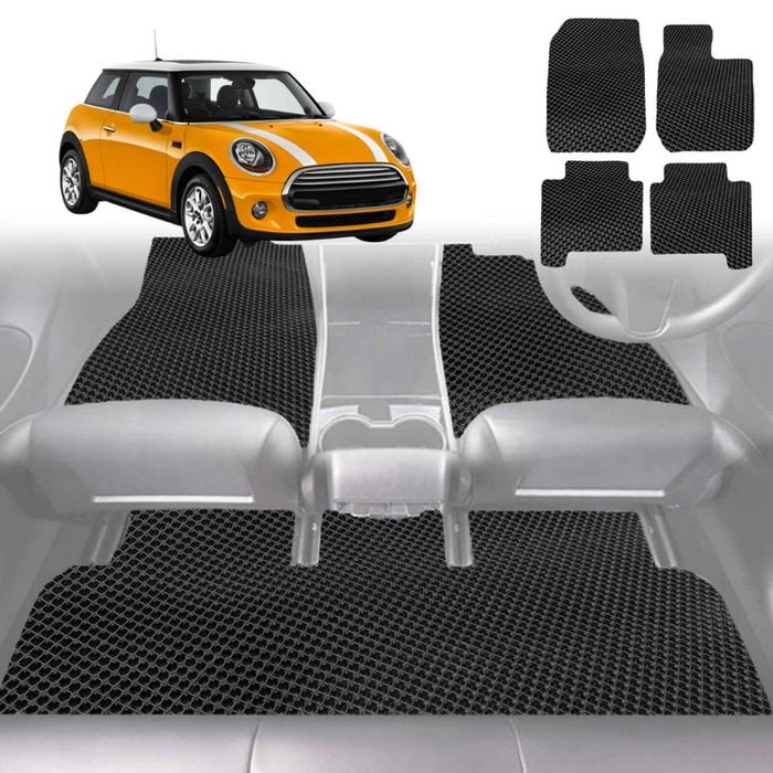6D Diamond Car Floor Mats for MINI Cooper 3-Door Hatch 2014-Current-Full Set-Black-Outback GT
