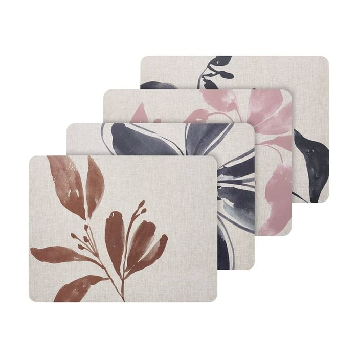 4pc Ecology Hand Drawn Floral Cecile Rectangle Dinner Placemats 34x26.5cm