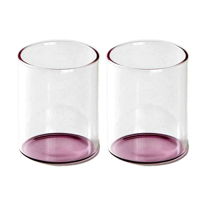 2PK KAS Australia Eden Glass Tumbler Pink Glass Solid Base Durable One Size