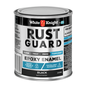 White Knight 250ml Black Satin Rust Guard Epoxy Enamel Paint