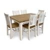 Leura Belle Rustic 6 Seater Rectangle Dining Table And Chairs Setting - Distressed White Honey top