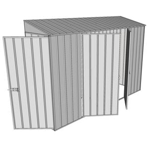 Build-a-Shed 0.8 x 3 x 2m Single Hinged Door Shed with Double Hinged Side Doors - Zinc