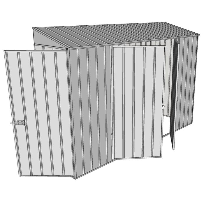 Build-a-Shed 0.8 x 3 x 2m Single Hinged Door Shed with Double Hinged Side Doors - Zinc