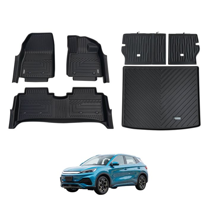 AUSGO Floor Mats Boot Liner Back Seat Protector Set for BYD ATTO 3 2022-Onwards Floor Liners Cargo Mat Kick Mats