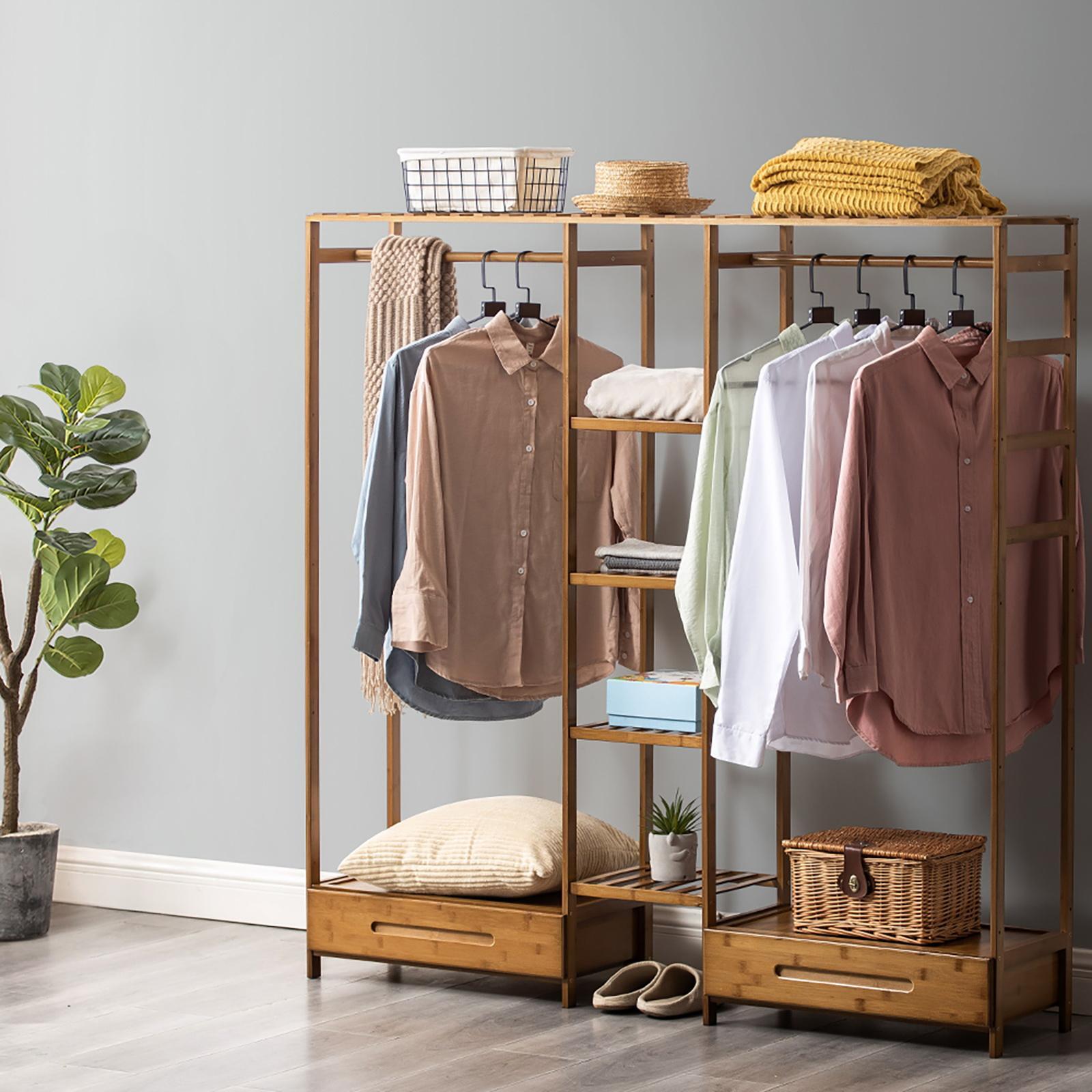 Furb Clothes Rack Bamboo Garment Coat Hanger Stand Closet Shoes Storage Shelf Bunnings Australia