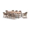 Outdoor Sahara 9pce Rectangle Table With Coastal Chairs In Half Round Wicker - Natural