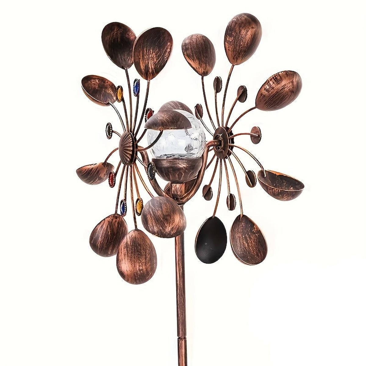 Lifebay Solar Powered Metal Wind Spinner with LED Lights - Bunnings ...