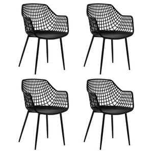 Costway Plastic Shell Hollow Dining Chair Set Of 4 Metal Legs Kitchen Seat