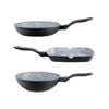 Stonex2 Ceramic Non Stick Cast Aluminium Grill, Fry & Wok Tri Pack 28cm Baccarat