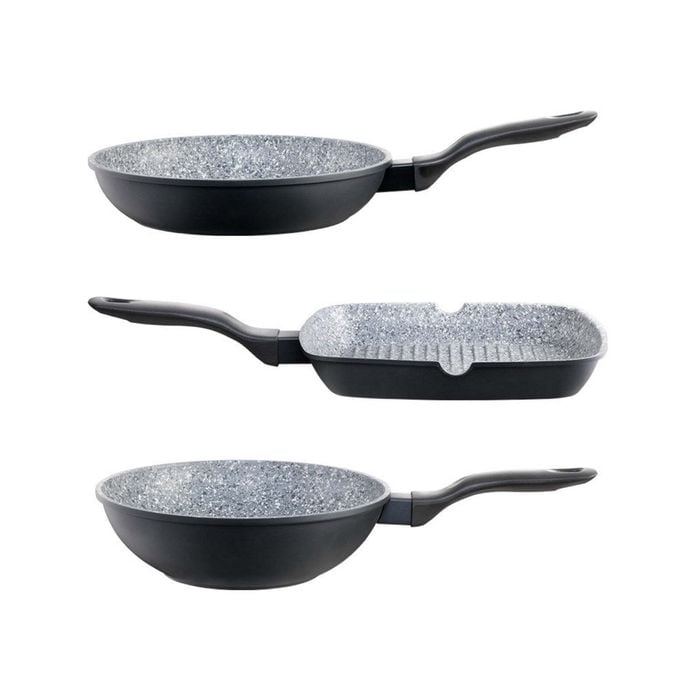 Stonex2 Ceramic Non Stick Cast Aluminium Grill, Fry & Wok Tri Pack 28cm Baccarat