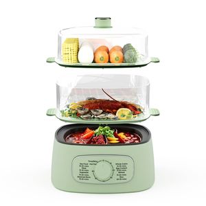 Advwin Electric Food Steamer, 12L Electric Steamer Pot with 2 Removable Steamer Trays, Hotpot Mode, Smart Timer, Vegetable & Mea