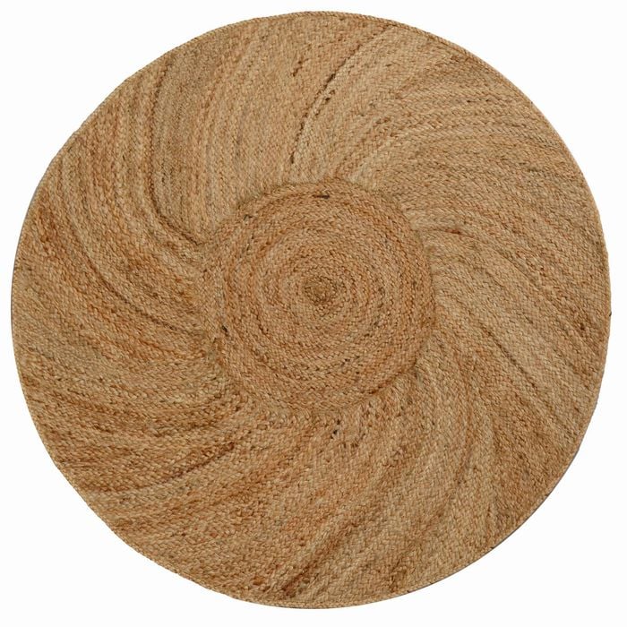 Handwoven Natural Jute Rug-Spiral 1136-Natural-150x150cm