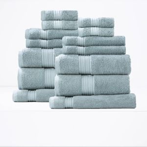 14pc Renee Taylor Brentwood 650gsm Low Twist Towel Set Gray Mist