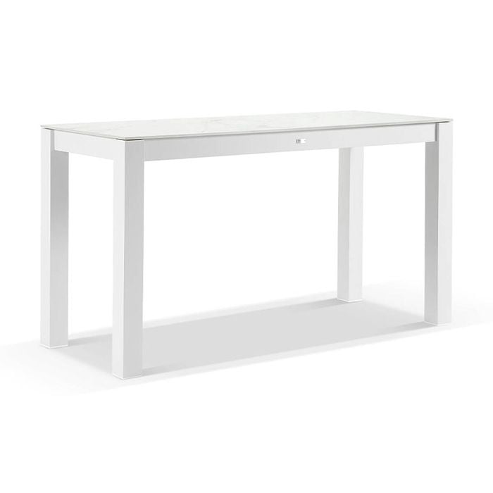 Hugo Outdoor Ceramic 2m Rectangle Aluminium Bar Table White