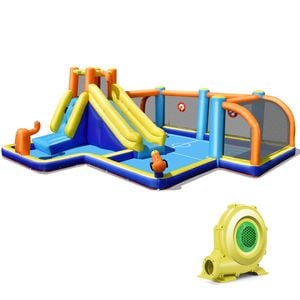 Costway Giant Soccer-themed Inflatable Water Park W/680w Blower