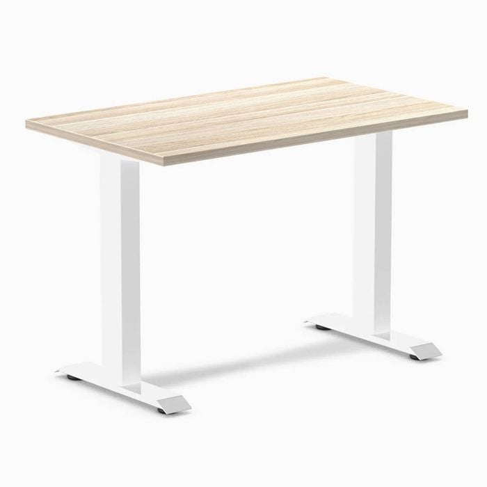 Desky Fixed Height Mini Classic Oak Desk 1000x600mm White Leg