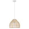 Telbix Frya Contemporary Pendant Hanging Lamp Light Metal Rattan Natural White