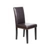 2x Wooden Frame Brown Leatherette Dining Chairs with Solid Pine Legs