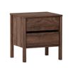 Oikiture Bedside Table 2 Drawers Side Table Nightstand Handle-free Walnut