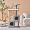 Charlie's Wabi Sabi Double Cubby Cat Tree Scratcher In Faux Linen Grey