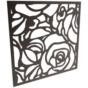 ProtectorAl 300-1200 x 300-1200mm Black Satin Roses Unframed Solid Aluminium Decorative Panel 