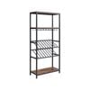 IHOMDEC 5-Tier Open Metal & Faux Antique 16 Bottles 24 Glasses Wood Wine Rack