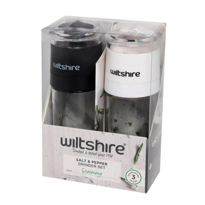 Wiltshire Glass Salt & Pepper Grinder Set | 2 Piece