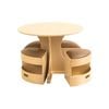 Jooyes Kids Round Wooden Table With Storage Stools Brown - Set Of 5 - 76cm | Table | 55cm
