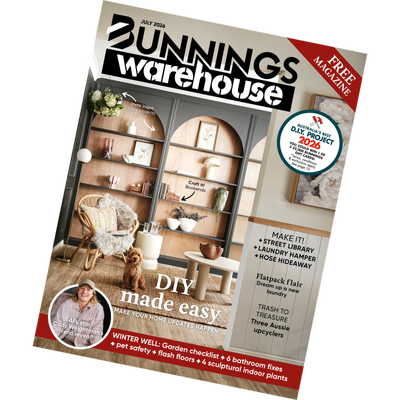 Bunnings magazine July 2026 issue front cover on a tilted angle.