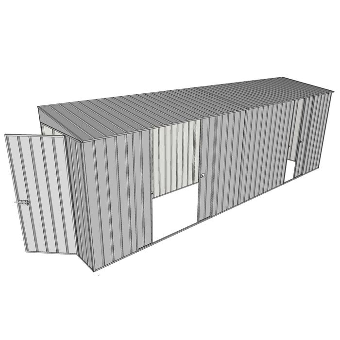 Build-A-Shed 1.2 x 6.0 x 2.0m Tunnel Shed Tunnel Hinged Door with 3 Sliding Side Doors - Zinc