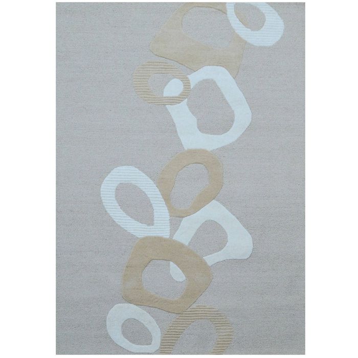 Handmade  Contemporary Wool Rug-6431-BEIGE/IVORY-110x160cm