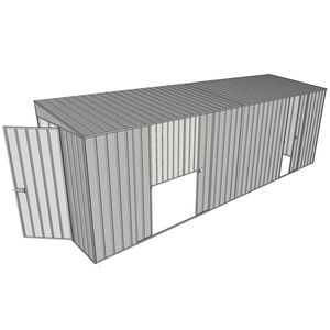 Build-a-Shed 1.5 x 6 x 2m Skillion Double and Single Sliding Side Doors Shed - Zinc