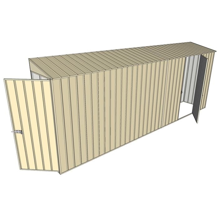 Build-a-Shed 0.8 x 5.2 x 2m Hinged Door Tunnel Shed With Single Hinged Side Door - Cream