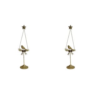 2x LVD Metal Bird Stand Christmas Decoration Home/Room Tabletop Decor 41cm Gold