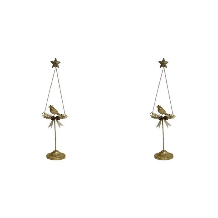 2x LVD Metal Bird Stand Christmas Decoration Home/Room Tabletop Decor 41cm Gold