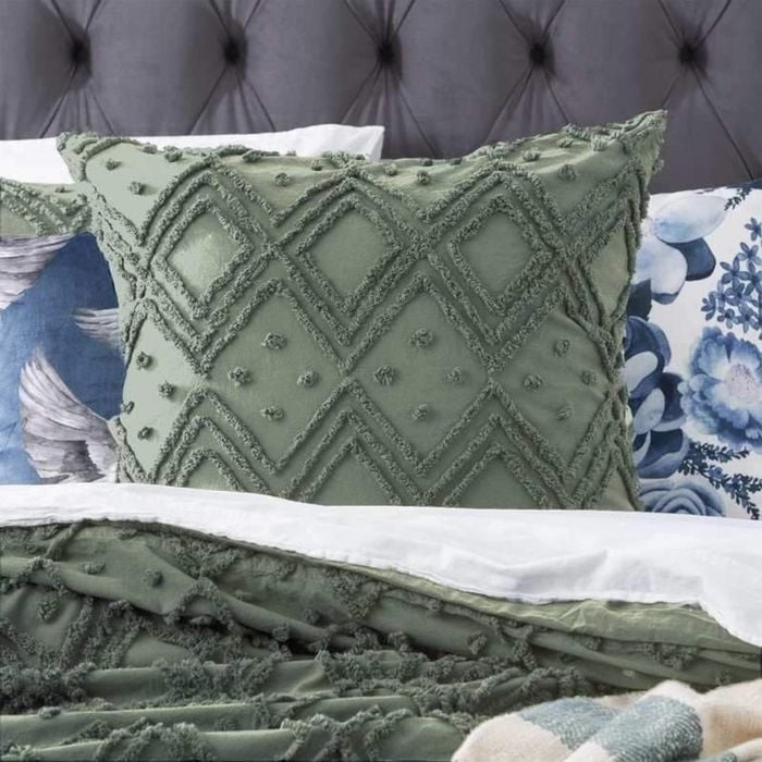 Park Avenue Medallion Cotton Vintage Washed Sage European Pillowcase