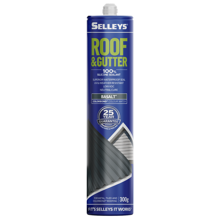 Selleys 300g Roof and Gutter Silicone Waterproof Sealant - Basalt