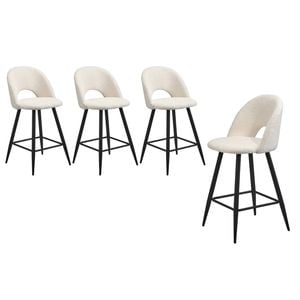 Oikiture 4X Bar Stools White Boucle