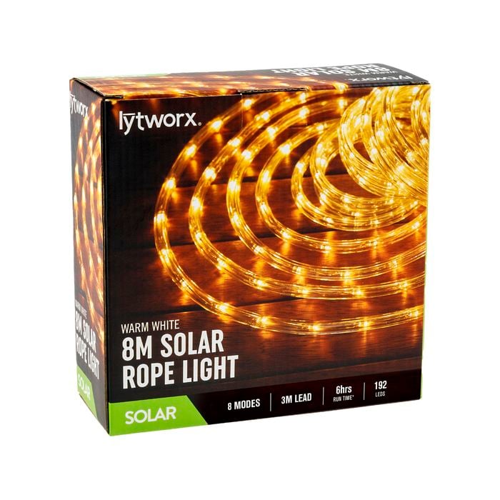 Lytworx 8m Warm White LED Solar Rope Light