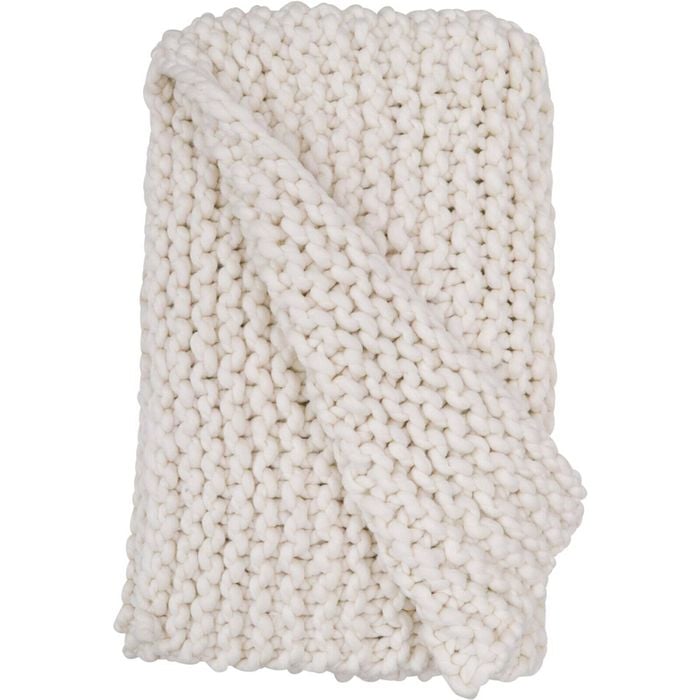 LVD Throw Chunky Tuck Stitch Creme Decorative Home/Lounge Decor