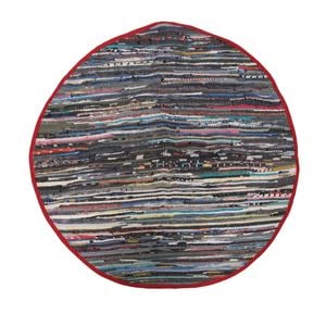 Handloom 100% Cotton Chindi Round Floor Mat 120 cm Diameter Red