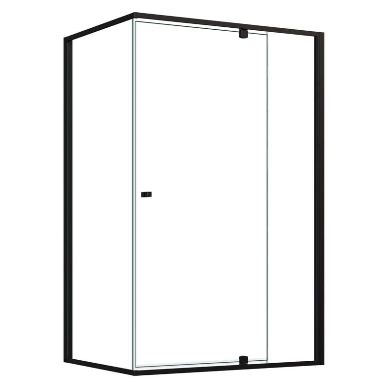1160 x 2000mm Black Semi Frameless Shower Screen