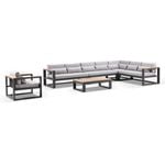 Balmoral Package C Aluminium And Teak Lounge Setting With Coffee Table - Charcoal Frame Grey Cushion