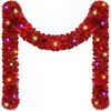 P&P Red Christmas Tinsel Garland 5m Long Battery Operated LED Lights Decor