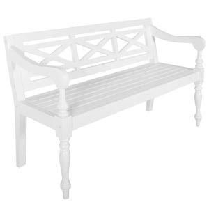 vidaXL Solid Mahogany Wood Batavia Bench White Indoor Living Room Furniture