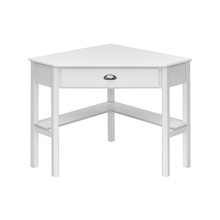 Costway Corner Computer Desk Wooden Workstation White
