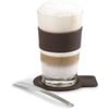 Blomus Desa Latte Macchiato Coffee Glass Cup w/ Spoon & Silicone Coaster White