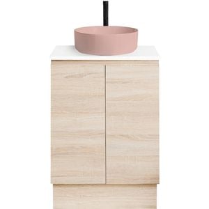 CIBO 600mm Coast Veneer Nordic Full Height Bathroom Vanity With Pale Pink Countertop Basin